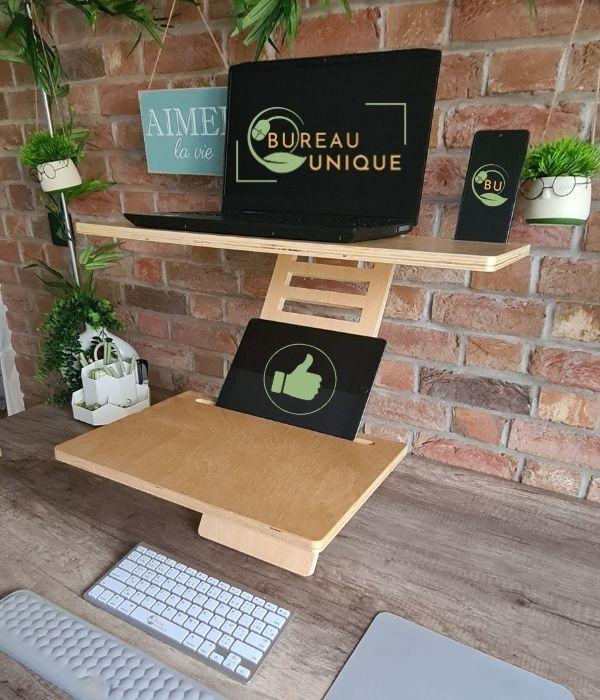 BU-Flex : Laptop de bureau assis-debout - support ergonomique en bois